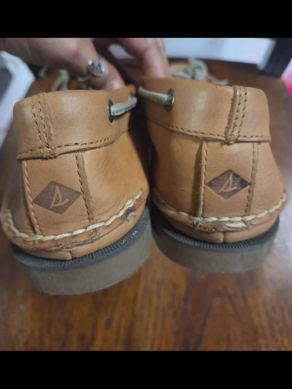 Sperry Top Sider Old School Tan Leather Moc Toe Boat Shoes